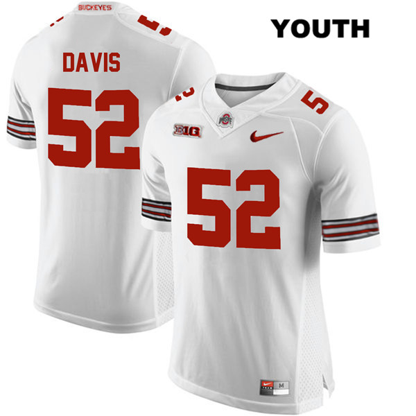 Ohio State Buckeyes Youth Wyatt Davis #52 White Authentic Nike College NCAA Stitched Football Jersey WO19Q75RQ